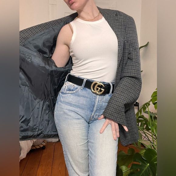 Vintage Checkered wool oversized blazer M/L - Picture 2 of 5